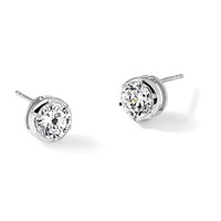True Origin 14K White Gold 1 Carat Lab Grown Diamond VS+ F+ Complete Solitaire Post Earrings view 5