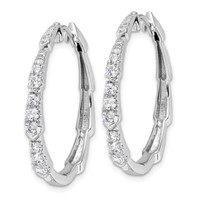 True Origin 14K White Gold 1.20 Carat Lab Grown Diamond VS+ F+ Hoop Complete Earrings view 2