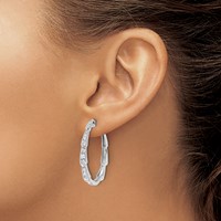 True Origin 14K White Gold 1.20 Carat Lab Grown Diamond VS+ F+ Hoop Complete Earrings view 3