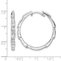 True Origin 14K White Gold 1.20 Carat Lab Grown Diamond VS+ F+ Hoop Complete Earrings view 4