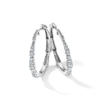 True Origin 14K White Gold 1.20 Carat Lab Grown Diamond VS+ F+ Hoop Complete Earrings view 5