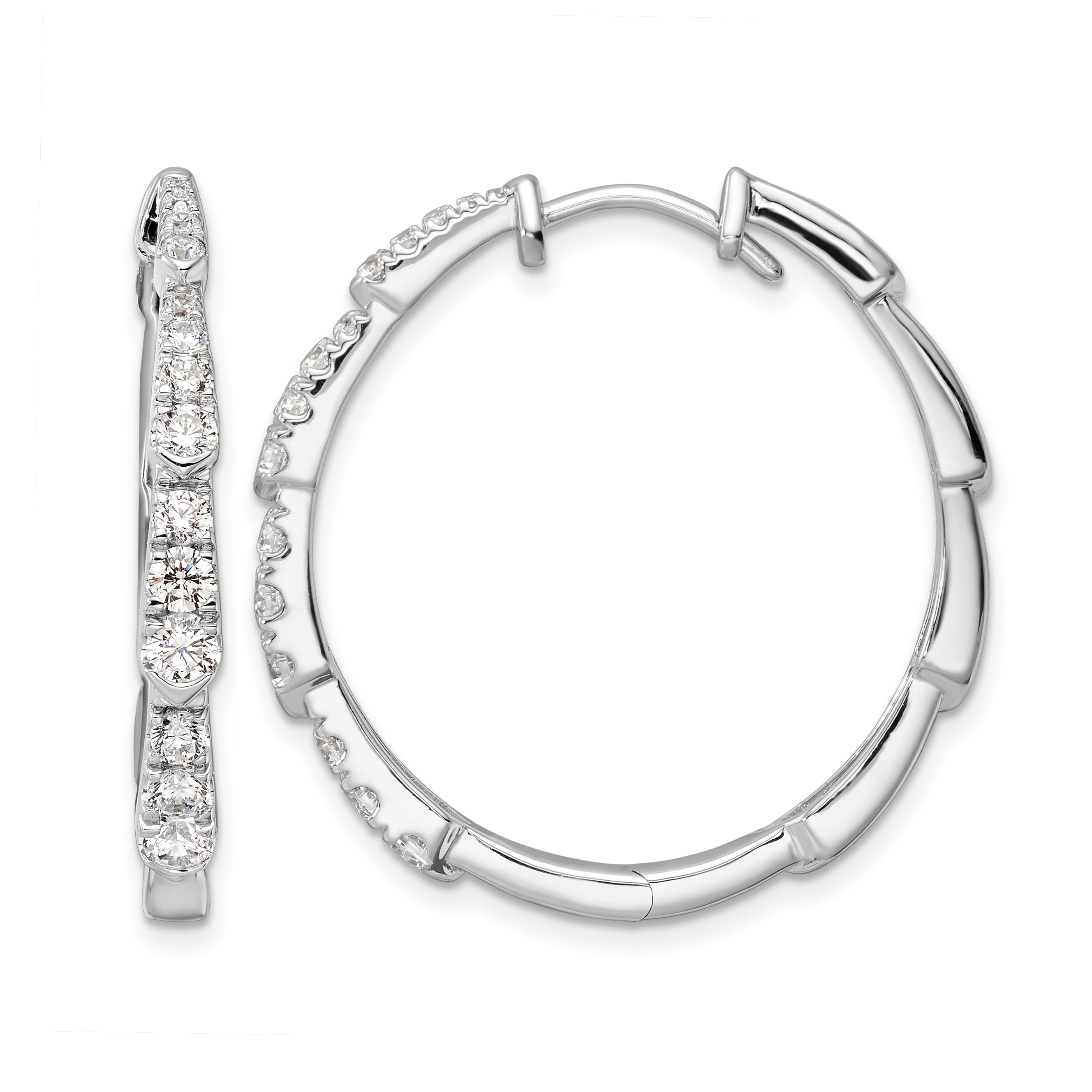 True Origin 14k White Gold 1 1/5 carat Lab Grown Diamond VS DEF Fancy Hoop Earrings (EM9387-118-WLD)