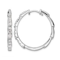 True Origin 14K White Gold 1.20 Carat Lab Grown Diamond VS+ F+ Hoop Complete Earrings view 1