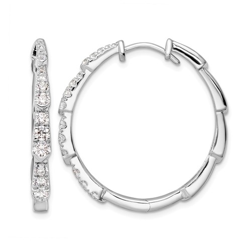 True Origin 14K White Gold 1.20 Carat Lab Grown Diamond VS+ F+ Hoop Complete Earrings