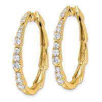 True Origin 14K Yellow Gold 1.20 Carat Lab Grown Diamond VS+ F+ Hoop Complete Earrings view 2