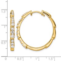 True Origin 14K Yellow Gold 1.20 Carat Lab Grown Diamond VS+ F+ Hoop Complete Earrings view 4