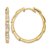 True Origin 14K Yellow Gold 1.20 Carat Lab Grown Diamond VS+ F+ Hoop Complete Earrings view 1