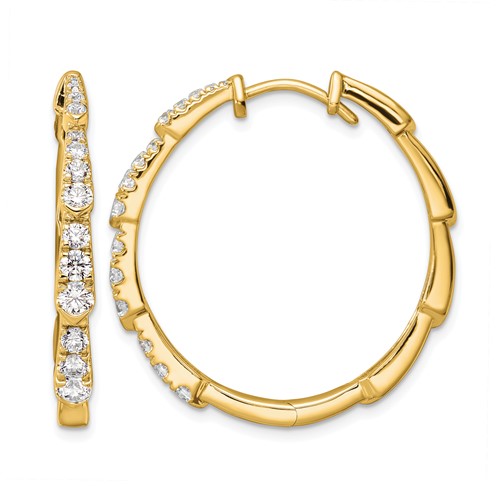 True Origin 14K Yellow Gold 1.20 Carat Lab Grown Diamond VS+ F+ Hoop Complete Earrings