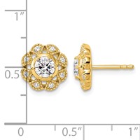 True Origin 14K Yellow Gold 0.75 Carat Lab Grown Diamond VS+ F+ Complete Floral Post Earrings view 4