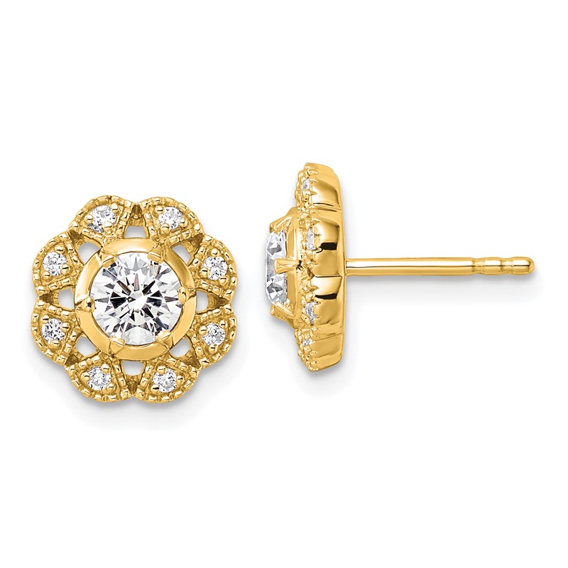 True Origin 14k 3/4 carat Lab Grown Diamond VS DEF Floral Post Earrings