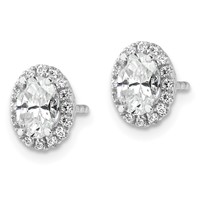 14K White Gold 1.20 Carat Lab Grown Diamond VS SI+ G+ Oval Halo Stud Earrings view 2