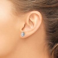 14K White Gold 1.20 Carat Lab Grown Diamond VS SI+ G+ Oval Halo Stud Earrings view 3