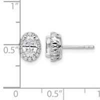 14K White Gold 1.20 Carat Lab Grown Diamond VS SI+ G+ Oval Halo Stud Earrings view 4