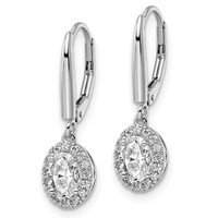 14K White Gold 1.20 Carat Lab Grown Diamond VS SI+ G+ Complete Oval Drop Leverback Earrings view 2
