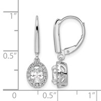 14K White Gold 1.20 Carat Lab Grown Diamond VS SI+ G+ Complete Oval Drop Leverback Earrings view 4