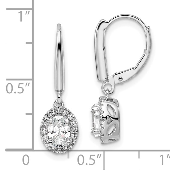 14k White Gold 1 1/5 carat Lab Grown Diamond VS/SI+ G+ Complete Oval Drop Leverback Earrings