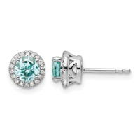 Pure Serenity 14K White Gold 0.12 Carat Lab Grown Diamond VS SI+ G+ and Lab Created Paraiba Post Earrings view 1