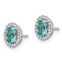 Pure Serenity 14K White Gold 0.10 Carat Lab Grown Diamond VS SI+ G+ and Lab Created Paraiba Post Earrings view 2