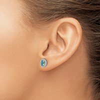 Pure Serenity 14K White Gold 0.10 Carat Lab Grown Diamond VS SI+ G+ and Lab Created Paraiba Post Earrings view 3