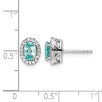 Pure Serenity 14K White Gold 0.10 Carat Lab Grown Diamond VS SI+ G+ and Lab Created Paraiba Post Earrings view 4
