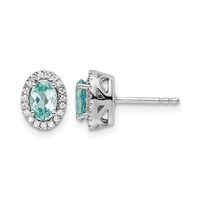 Pure Serenity 14K White Gold 0.10 Carat Lab Grown Diamond VS SI+ G+ and Lab Created Paraiba Post Earrings view 1