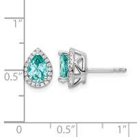 Pure Serenity 14K White Gold 0.17 Carat Lab Grown Diamond VS SI+ G+ and Lab Created Paraiba Pear Post Earrings view 4
