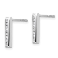 14K White Gold 0.17 Carat Lab Grown Diamond VS SI+ G+ Complete Vertical Bar Post Earrings view 2