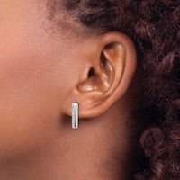 14K White Gold 0.17 Carat Lab Grown Diamond VS SI+ G+ Complete Vertical Bar Post Earrings view 3
