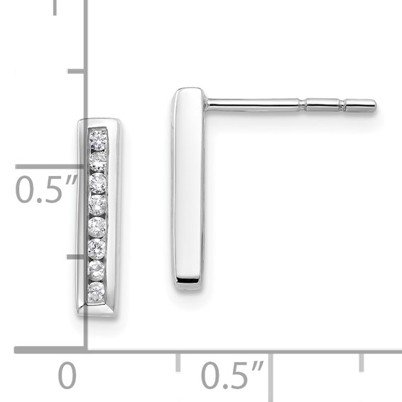 14k White Gold 1/6 carat Lab Grown Diamond VS/SI+ G+ Complete Vertical Bar Post Earrings