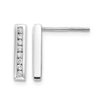 14K White Gold 0.17 Carat Lab Grown Diamond VS SI+ G+ Complete Vertical Bar Post Earrings view 1