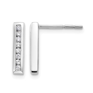 14k White Gold 1/6 carat Lab Grown Diamond VS/SI+ G+ Complete Vertical Bar Post Earrings