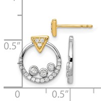 14K Two Tone 0.25 Carat Lab Grown Diamond VS SI+ G+ Complete Triangle Post Earrings with Circle Dangle Earring Jacket view 4