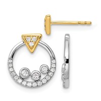 14K Two Tone 0.25 Carat Lab Grown Diamond VS SI+ G+ Complete Triangle Post Earrings with Circle Dangle Earring Jacket view 1