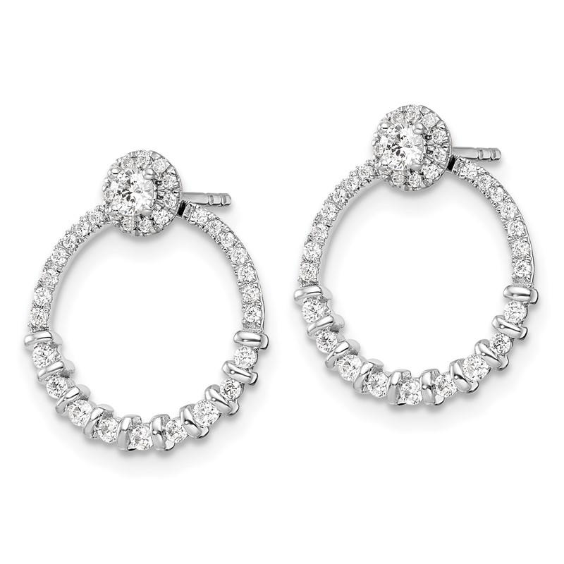 14K White Gold Lab Grown VS/SI+ G+ Dia Circle Jacket and Post Earrings