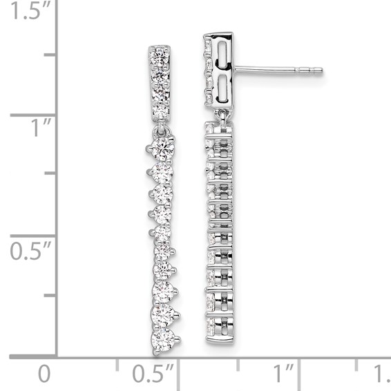14k White Gold 1 carat Lab Grown Diamond VS/SI+ G+ Complete Dangle Post Earrings