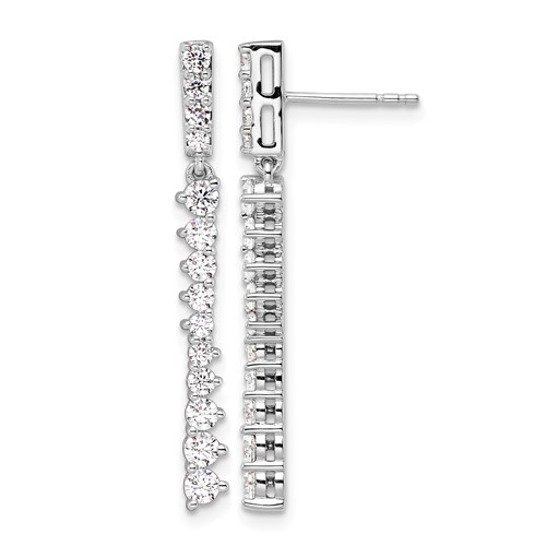 14K White Gold 1 Carat Lab Grown Diamond VS SI+ G+ Complete Dangle Post Earrings