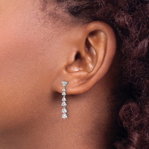 14k White Gold 1 carat Lab Grown Diamond VS/SI+ G+ Complete Dangle Post Earrings