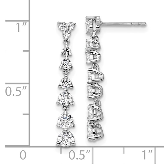 14k White Gold 1 carat Lab Grown Diamond VS/SI+ G+ Complete Dangle Post Earrings