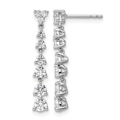 14K White Gold 1 Carat Lab Grown Diamond VS SI+ G+ Complete Dangle Post Earrings