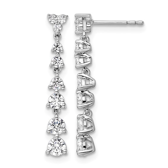 14k White Gold 1 carat Lab Grown Diamond VS/SI+ G+ Complete Dangle Post Earrings