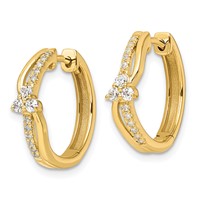 14K Yellow Gold 0.33 Carat Lab Grown Diamond VS SI+ G+ Complete Fashion Hinged Hoop Earrings view 2