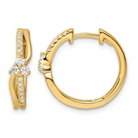 14K Yellow Gold 0.33 Carat Lab Grown Diamond VS SI+ G+ Complete Fashion Hinged Hoop Earrings view 1
