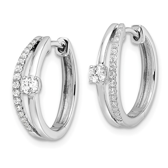 14k White Gold 3/8 carat Lab Grown Diamond VS/SI+ G+ Complete Fashion Hinged Hoop Earrings