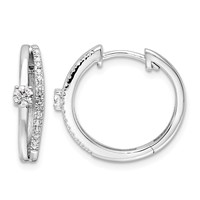 14K White Gold 0.38 Carat Lab Grown Diamond VS SI+ G+ Complete Fashion Hinged Hoop Earrings view 1