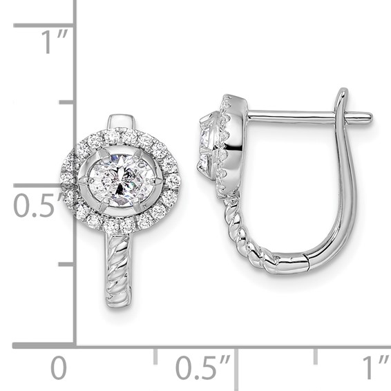14k White Gold 7/8 carat Lab Grown Diamond VS/SI+ G+ Circle Hinged Hoop Earrings
