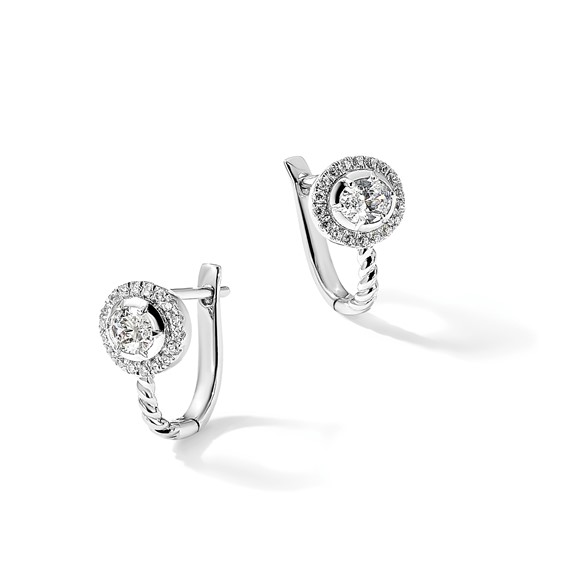 14k White Gold 7/8 carat Lab Grown Diamond VS/SI+ G+ Circle Hinged Hoop Earrings