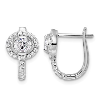 14k White Gold 7/8 carat Lab Grown Diamond VS/SI+ G+ Circle Hinged Hoop Earrings