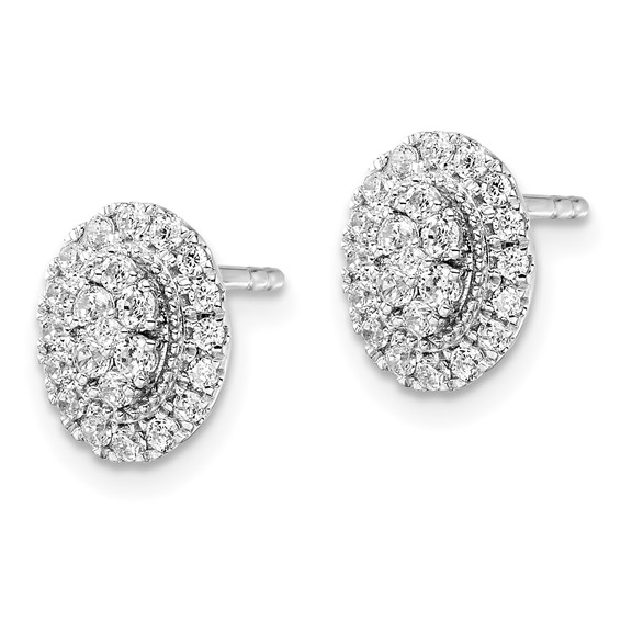 14k White Gold 1/2 carat Lab Grown Diamond VS/SI+ G+ Complete Oval Halo Post Earrings