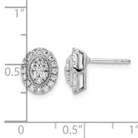 14K White Gold 0.50 Carat Lab Grown Diamond VS SI+ G+ Complete Oval Halo Post Earrings view 4