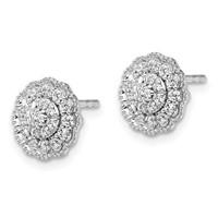 14K White Gold 0.50 Carat Lab Grown Diamond VS SI+ G+ Complete Halo Post Earrings view 2